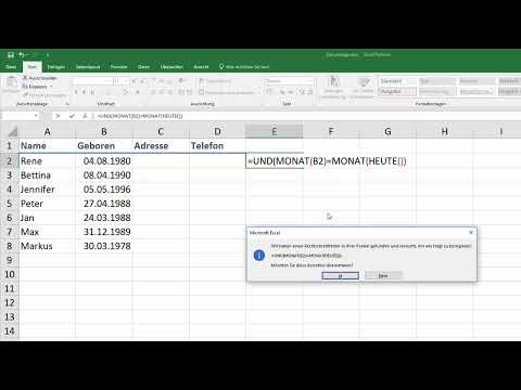 Excel training for more efficiency in the office: Calendar, organization chart & Co - 3.12 Useful birthday list