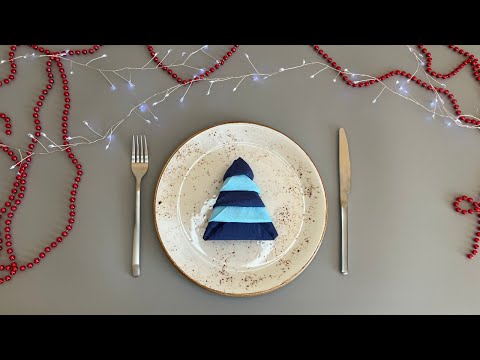 Imagen de vista previa: Doblar servilleta como árbol de Navidad: Instrucciones con fotos y vídeo