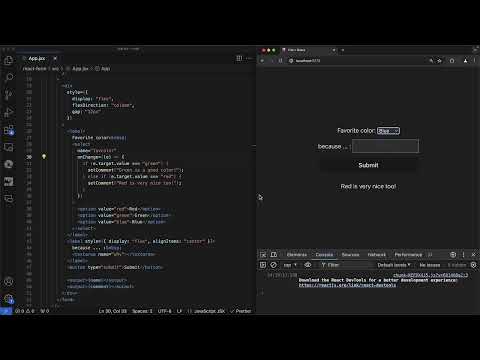 Creating web forms: 6.11 | Select and Textarea elements in React