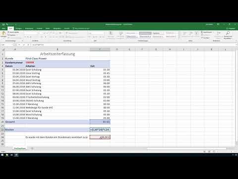 Excel training for more efficiency in the office: Calendar, organization chart & Co - 4.2 Working time with industry time