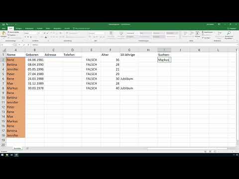 Excel training for more efficiency in the office: Calendar, organization chart & Co - 4.11 Inserting an interactive search field into the worksheet